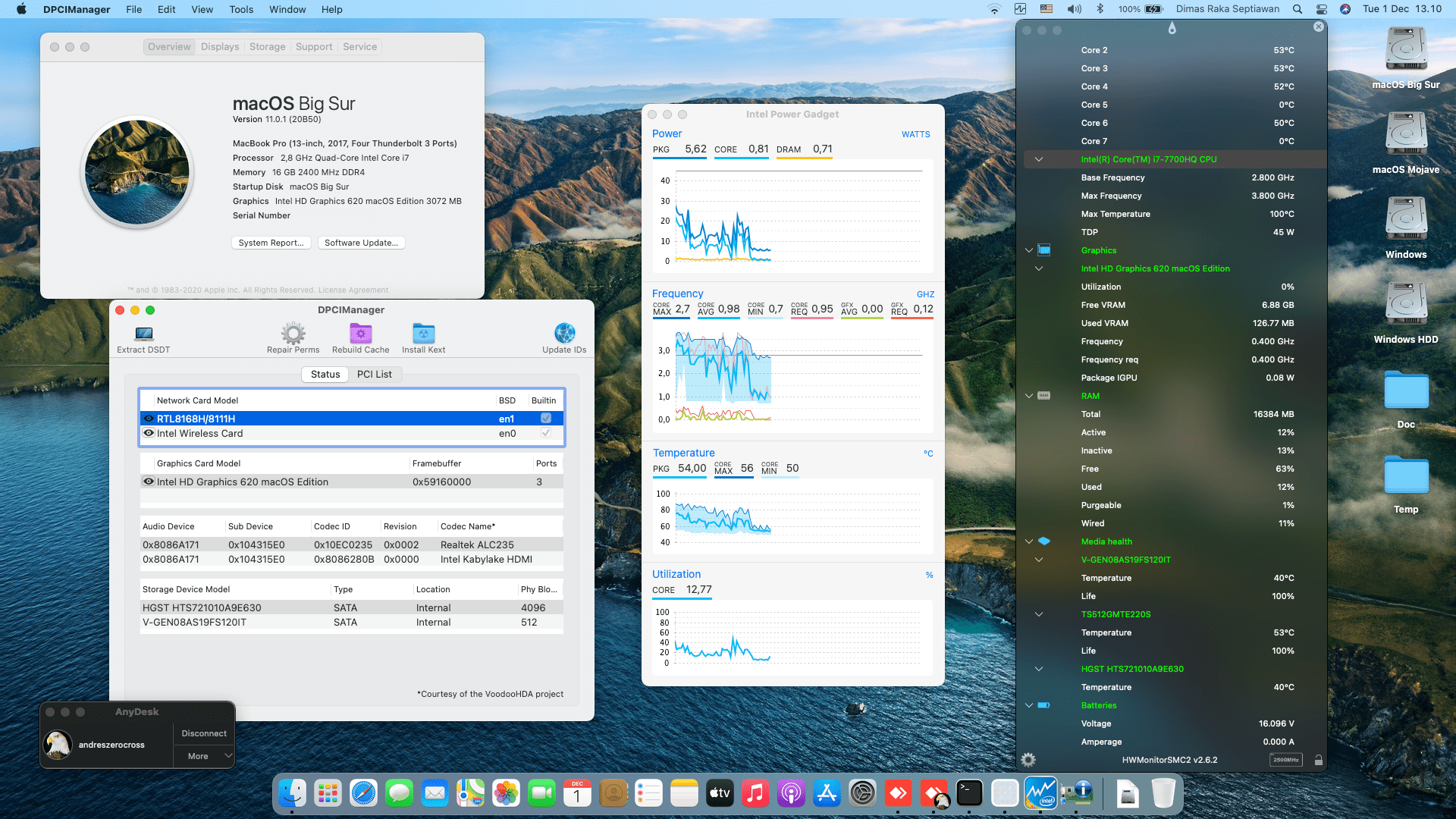 Success Hackintosh macOS Big Sur 11.0.1 Build 20B50 in Asus ROG GL553VD-FY380T